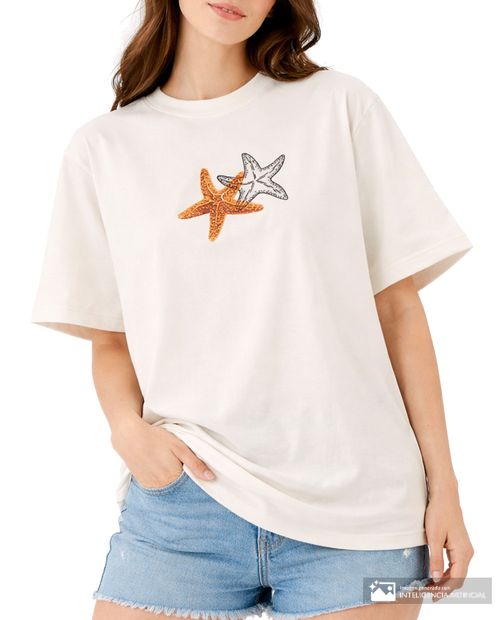 Camiseta Orange estampada manga corta para mujer