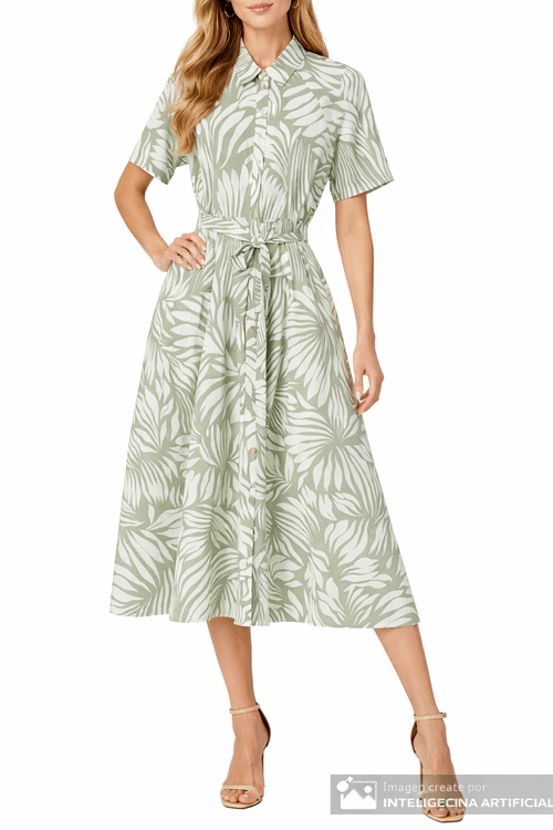 Vestido Nicolle shirt dress estampado manga corta para mujer