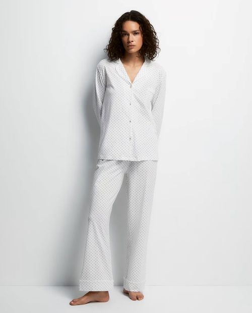 Pijama con pantalón Sfera blanca estampada para mujer