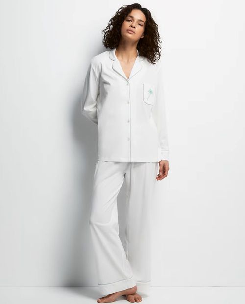 Pijama con pantalón Sfera verde claro sólida para mujer
