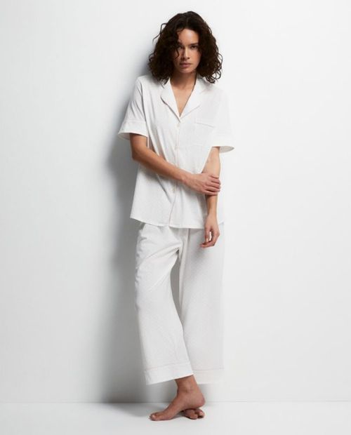 Pijama con pantalón Sfera blanca estampada para mujer
