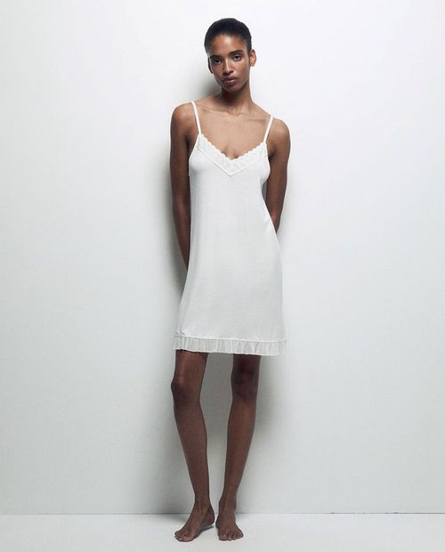 Camisón Sfera blanco sólido para mujer