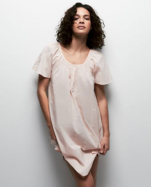 Camisón Sfera rosado bordado para mujer