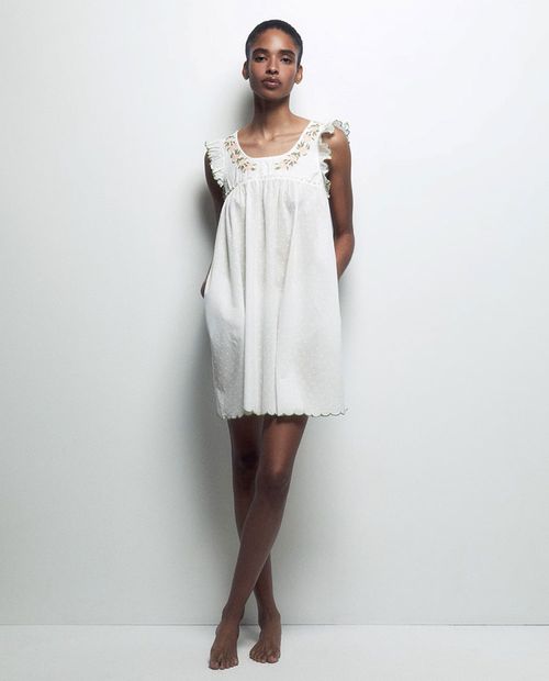 Camisón Sfera blanco bordado para mujer