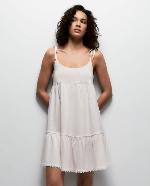 Camisón Sfera beige con textura para mujer