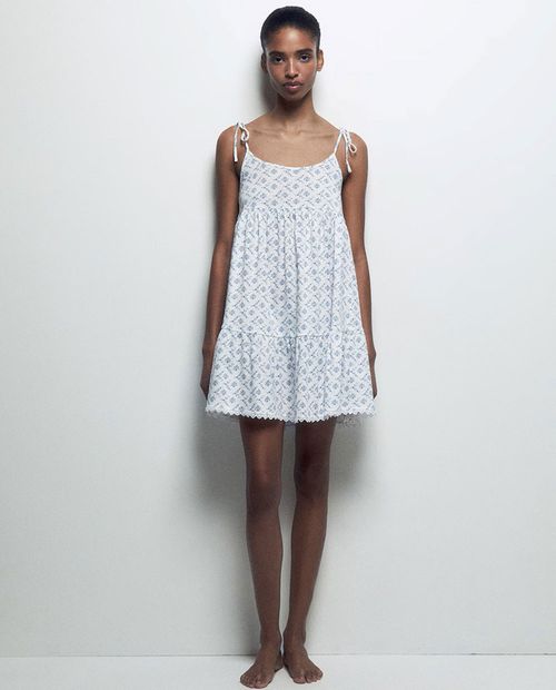 Camisón Sfera blanco estampado para mujer