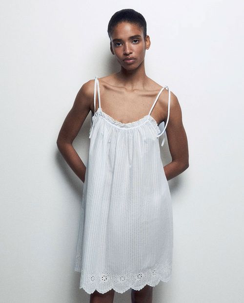 Camisón Sfera celeste rayado para mujer