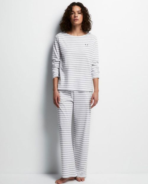 Pijama con pantalón Sfera bicolor rayada para mujer