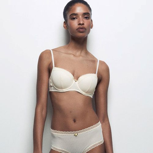 Brasier Sfera con aros beige de encaje para mujer