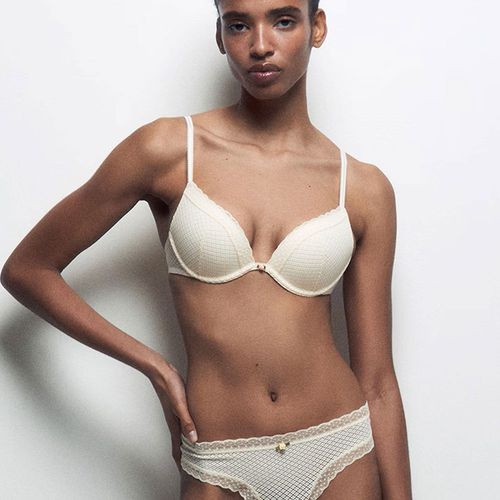 Brasier Sfera push up beige con encaje para mujer