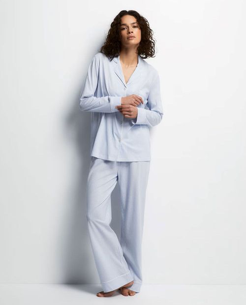 Pijama con pantalón Sfera azul rayada para mujer