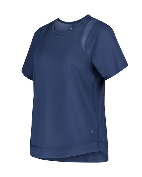 Camiseta deportiva Boomerang azul sólida para mujer