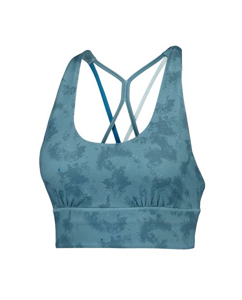 Top bra deportivo Boomerang celeste estampado para mujer