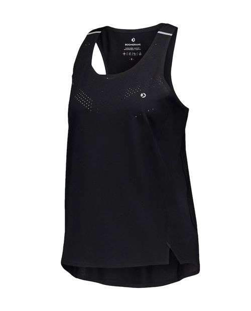 Camiseta deportiva Boomerang negra calada para mujer