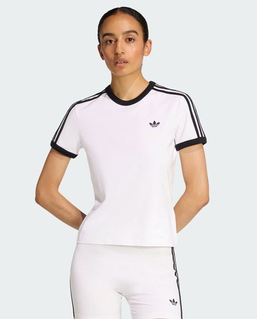 Camiseta deportiva Adidas Originals blanca color blocking para mujer