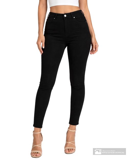 Jeans Sabrina skinny negro de cintura alta para mujer