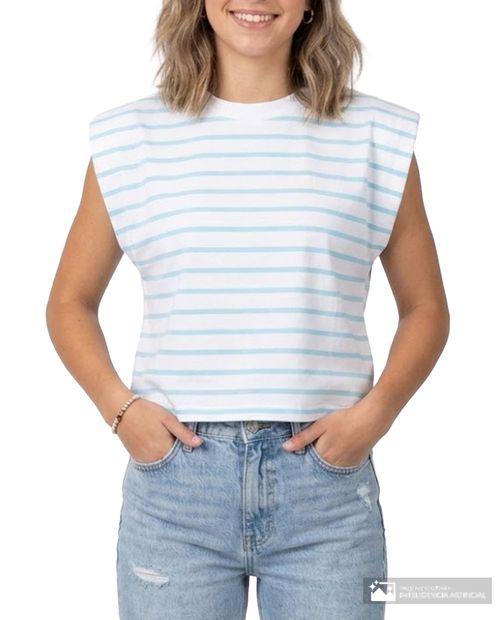 Camiseta Orange rayada sin mangas para mujer