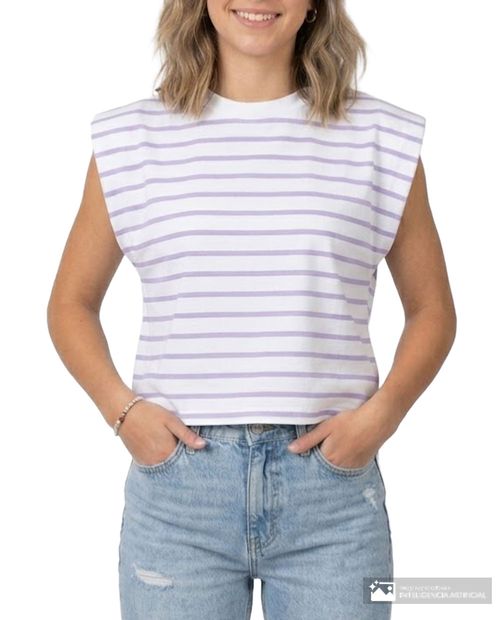 Camiseta Orange rayada sin mangas para mujer