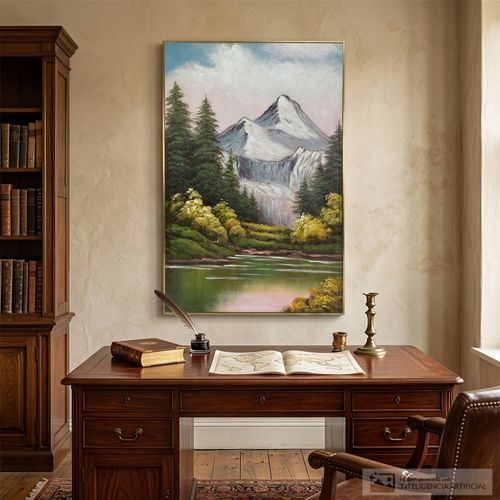 Cuadro decorativo paisaje montañas 102x102 cm