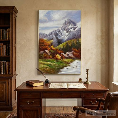 Cuadro decorativo paisaje montañas 102x102 cm