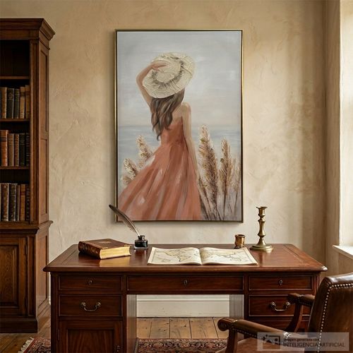 Cuadro decorativo abstracto mujer frente al mar 80x120 cm