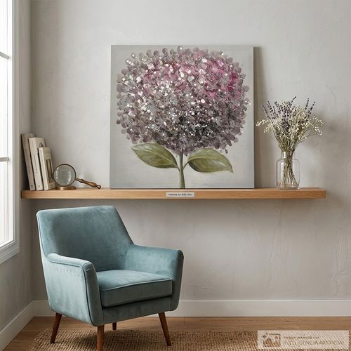 Cuadro decorativo con hortensia 40x40 cm