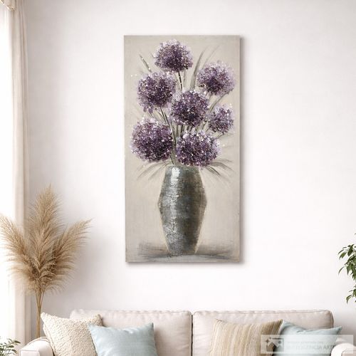 Cuadro decorativo abstracto jarrón con flores 30x60 cm