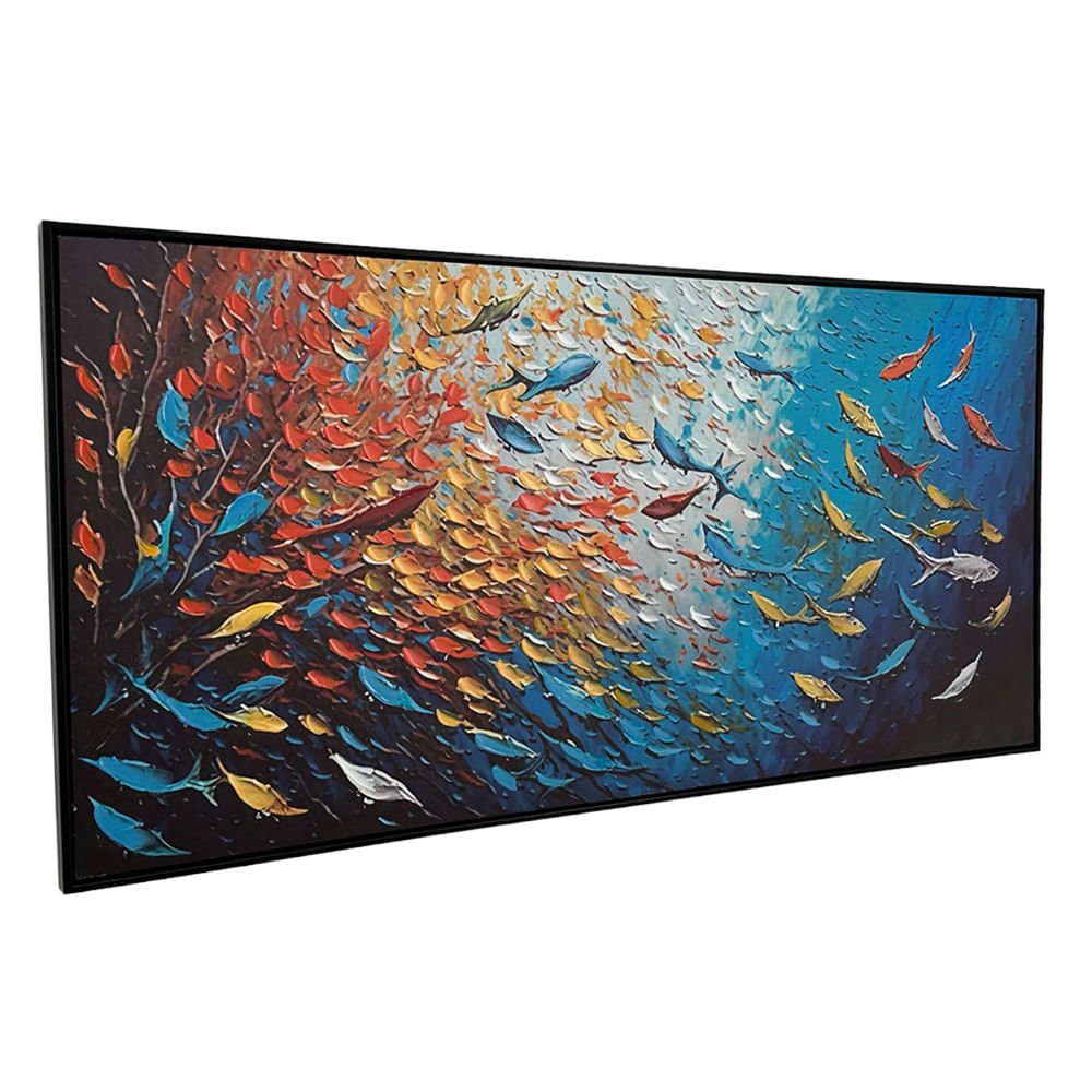 Cuadro decorativo abstracto peces multicolor 120x60 cm - Siman Costa Rica