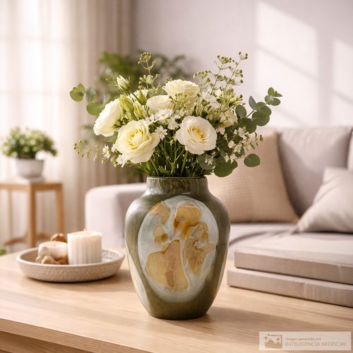 Florero decorativo marmoleado 17.5x27.5 cm