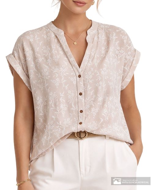 Blusa Sabrina túnica manga corta para mujer