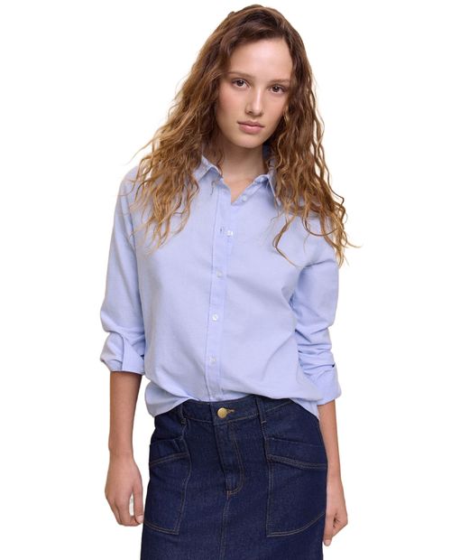 Blusa Easy Wear camisera azul manga larga para mujer