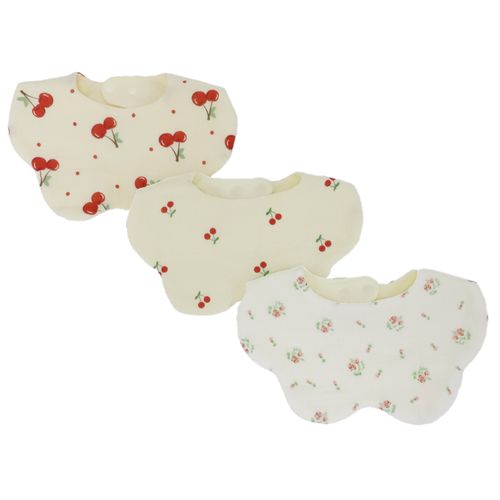 Set de 3 baberos multicolor con estampado para bebé niña