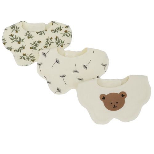 Set de 3 baberos multicolor con estampado para bebé niña