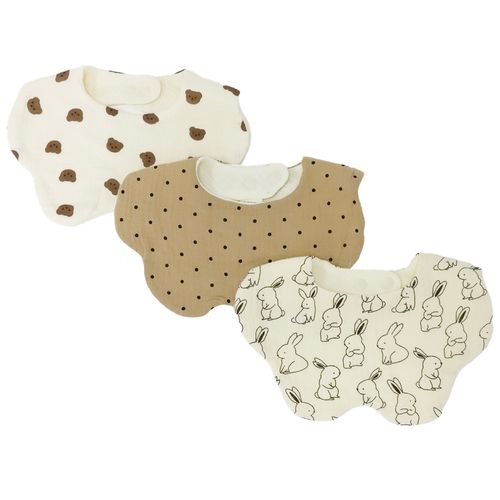 Set de 3 baberos multicolor con estampado para bebé niño
