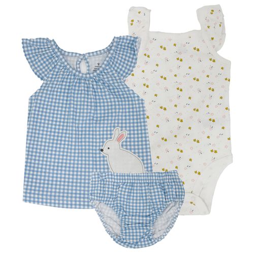 Conjunto de 3 piezas multicolor con estampado de conejo para bebé niña