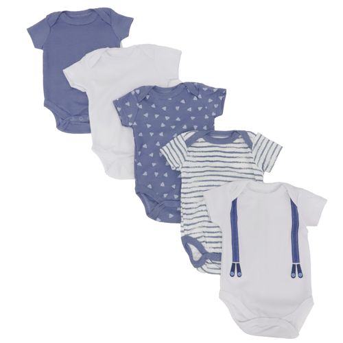 Set de 5 mamelucos multicolor con estampados para bebé niño