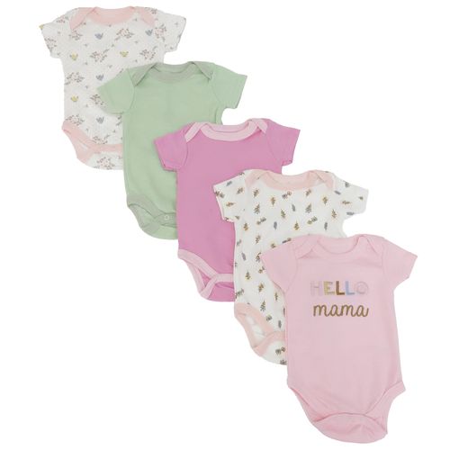 Set de 5 mamelucos multicolor con estampados para bebé niña