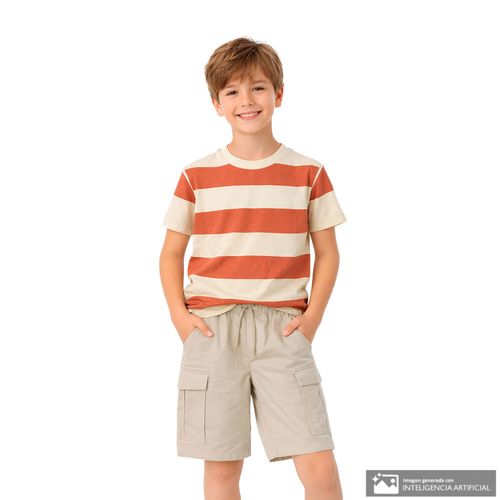 Camiseta bicolor rayada para niño