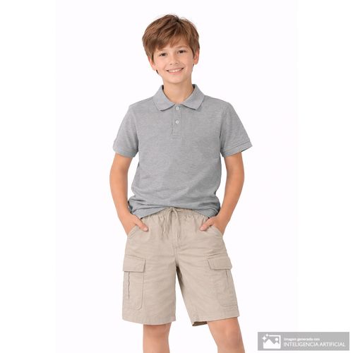 Camisa polo gris para niño