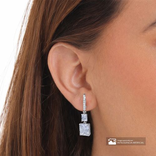 Aretes de clip con zirconia de plata para mujer