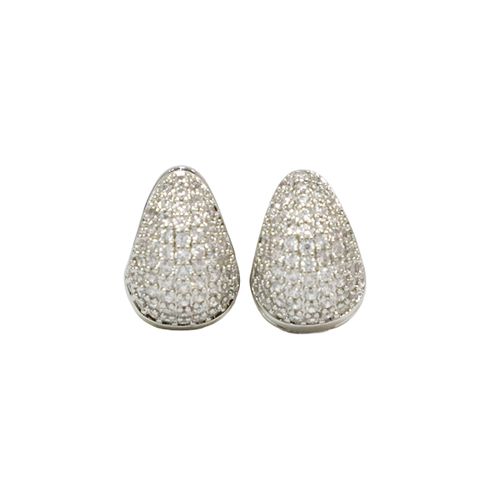 Aretes huggies de brass con enchape de oro blanco para mujer