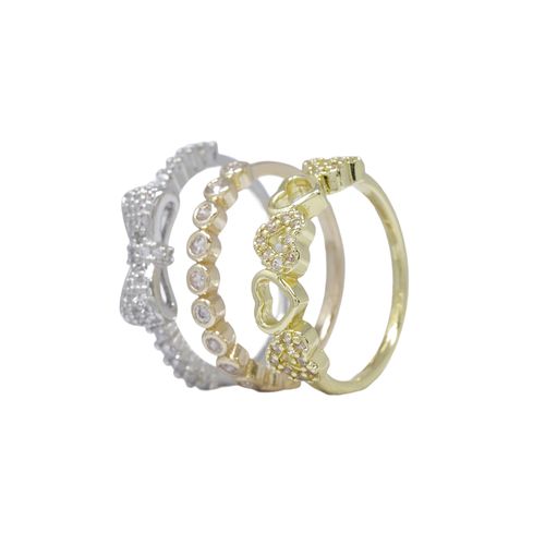 Set de 3 anillos de brass con enchapado tritonal para mujer