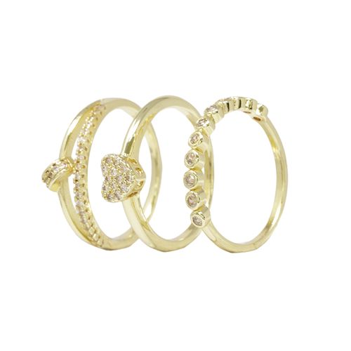 Set de 3 anillos de brass con enchapado en oro para mujer