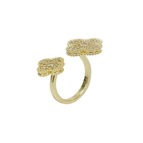 Anillo de tréboles de enchape de oro para mujer