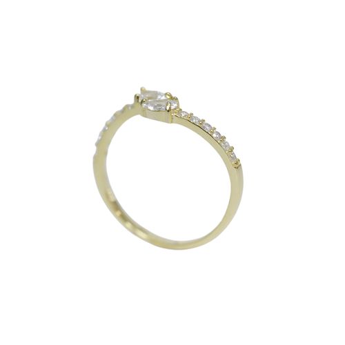 Anillo ajustable con zirconia de plata en baño de oro para mujer