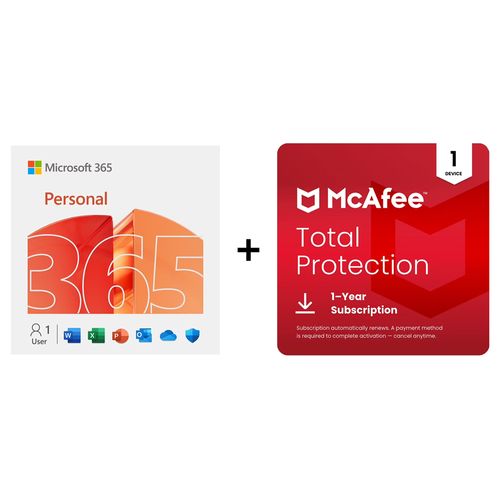 Microsoft 365 Personal y McAfee Total Protection para 1 dispositivo (2026)