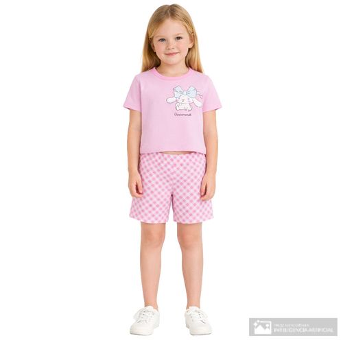 Conjunto rosado con estampado de Cinnamoroll para niña