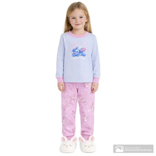 Pijama de 2 piezas multicolor con estampado de Stitch para niña