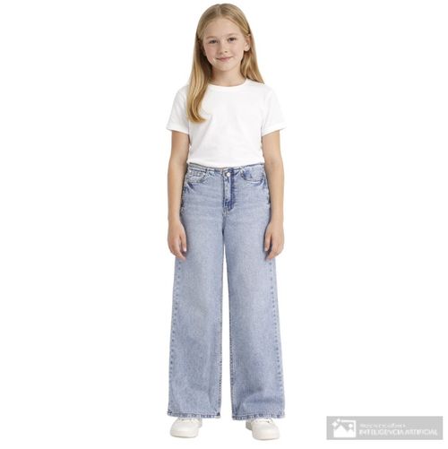 Jeans celeste wide leg para niña