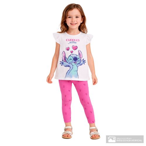 Conjunto bicolor con estampado de Stitch para niña